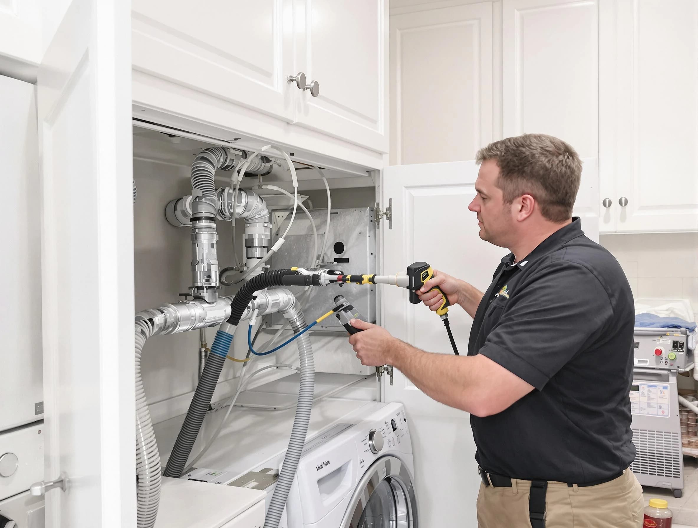 Dallas Dryer Vent Cleaning professional removing severe blockage from a clogged dryer vent in Dallas