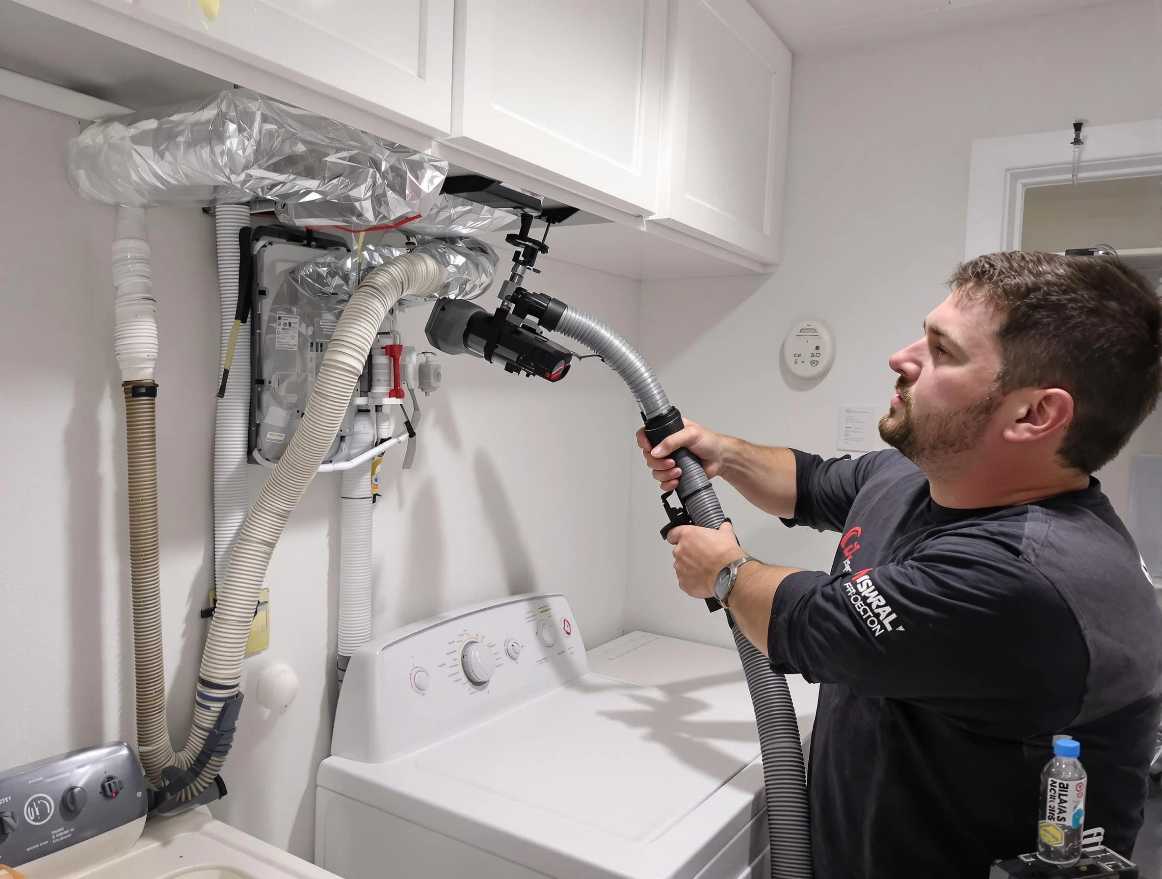 Dallas Dryer Vent Cleaning certified technician performing safety-focused gas dryer vent cleaning in Dallas