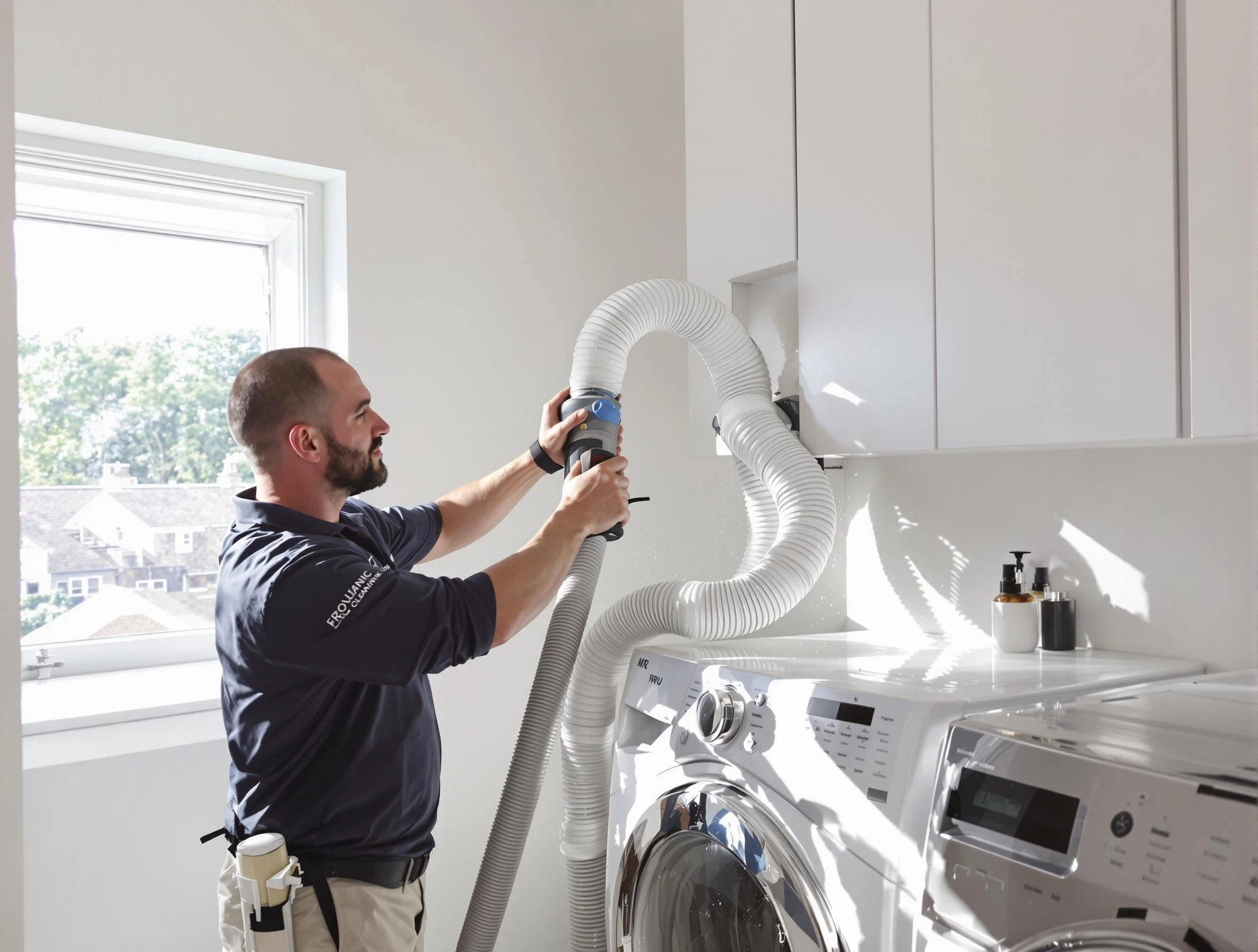 Certified Dallas Dryer Vent Cleaning technician performing dryer vent cleaning in Dallas