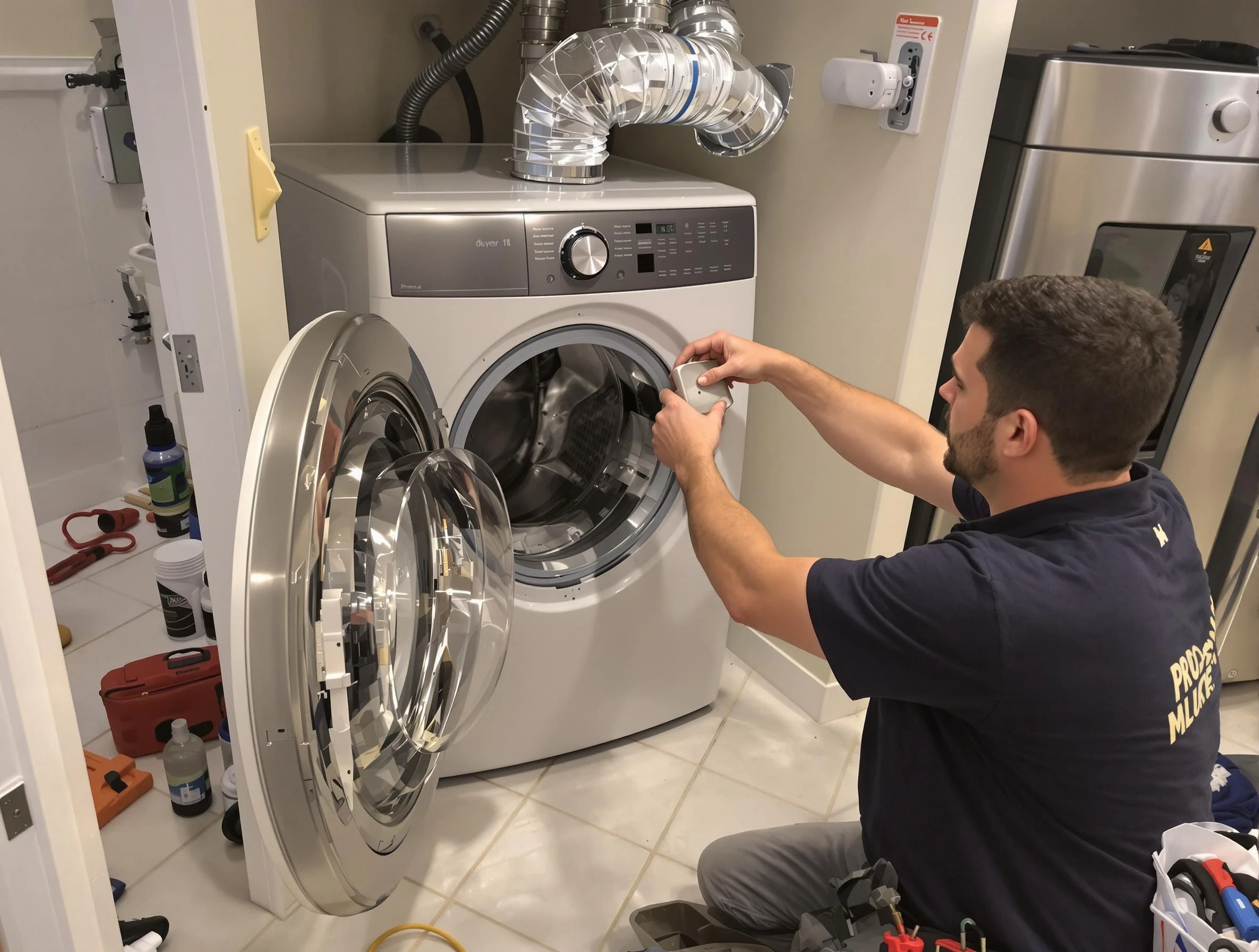 Dallas Dryer Vent Cleaning technician performing precise dryer vent hose installation in Dallas